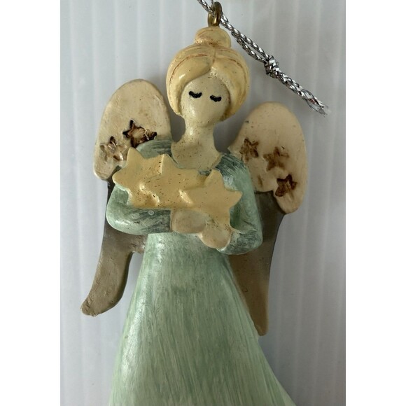 Encore Christmas Angel Ornament Starlight Resin 4” Figurine Vtg 1990s Primitive - Picture 2 of 8